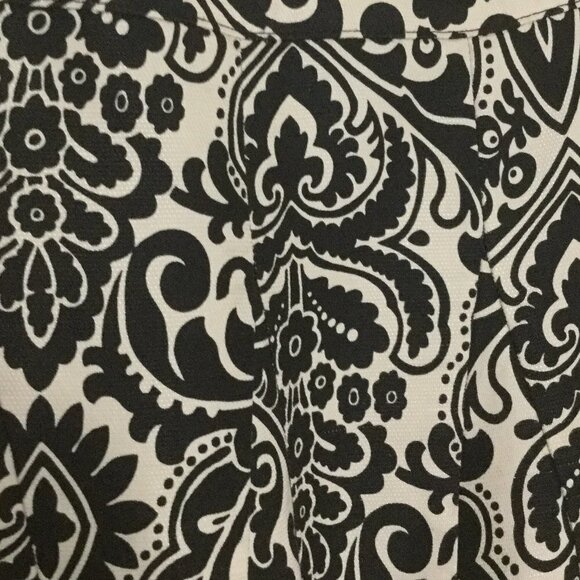 Ann Taylor Black & Cream Paisley Silk A-Line Skirt - Picture 8 of 9